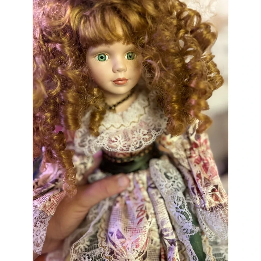Unique Porcelain Collector Doll 22 Inch Green Eyes Auburn Curls Limited 1-5000